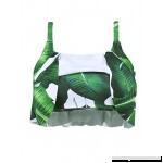 ADOME Women's Ruffled Bikini Top Falbala Lace-Up Shoulder Strap Bathing Suit Floral Green B07PHK4L3V